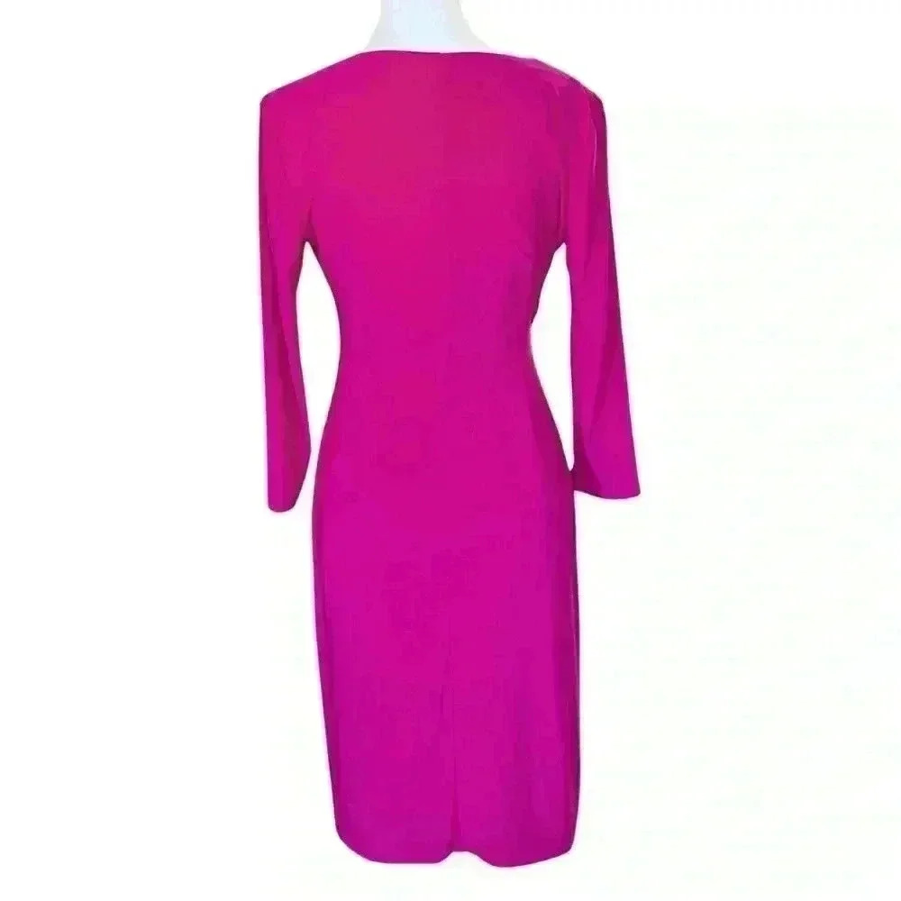 Magenta Cocktail Bridesmaid Hoco V Neck Dress. Size 2. NWOT. Black Label. - Picture 3 of 9